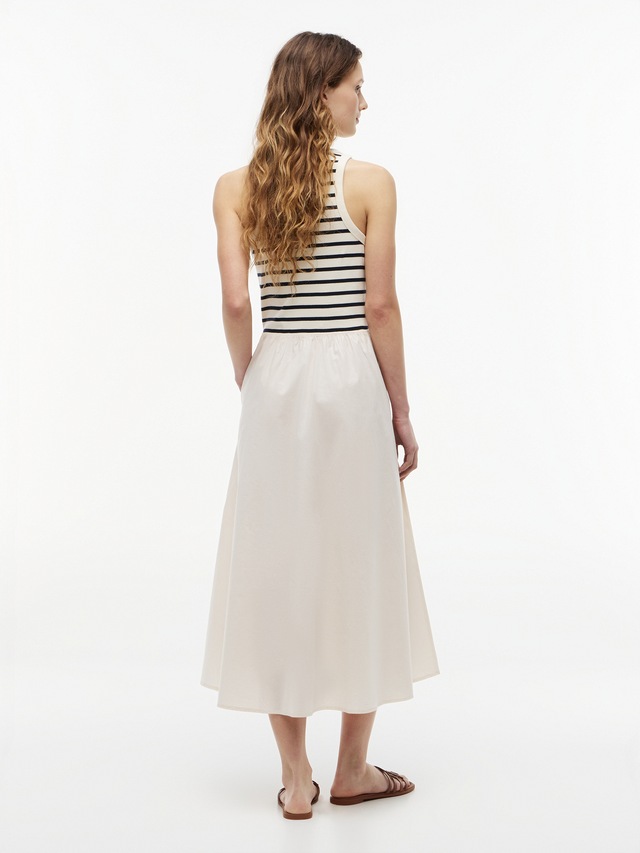 Tommy Hilfiger A-Linien-Kleid »GOLD BUTTON POPLIN MIX DRESS« Ohne Tasche Baumwollmischung, mit goldfarbenen Knöpfen