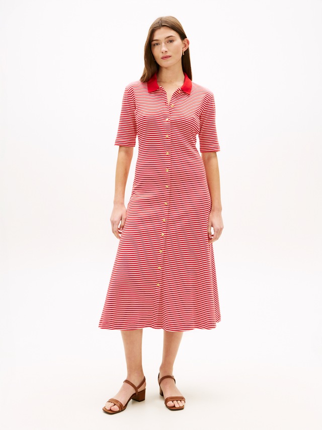 Tommy Hilfiger Polokleid »GOLD BUTTON F&F MIDI DRESS« mit Logo-Stickerei