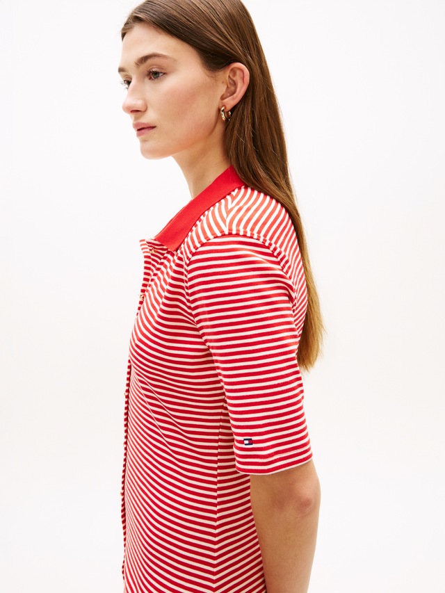 Tommy Hilfiger Polokleid »GOLD BUTTON F&F MIDI DRESS« mit Logo-Stickerei