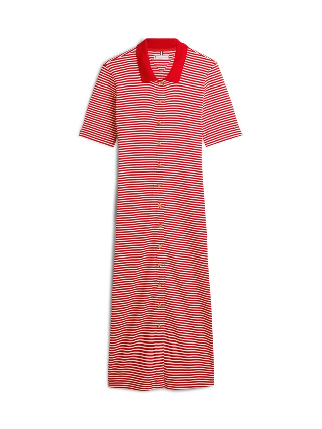Tommy Hilfiger Polokleid »GOLD BUTTON F&F MIDI DRESS« mit Logo-Stickerei