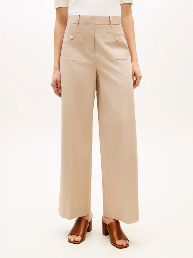 Tommy Hilfiger Chinohose »PREPPY COTTON WIDE LEG CHINO« mit Bügelfalten, Mid Rise