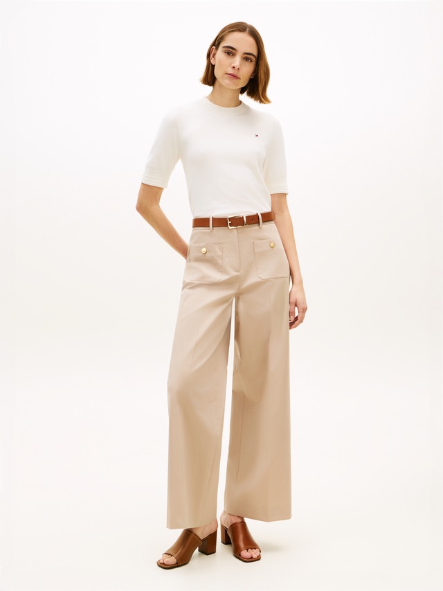 Tommy Hilfiger Chinohose »PREPPY COTTON WIDE LEG CHINO« mit Bügelfalten, Mid Rise
