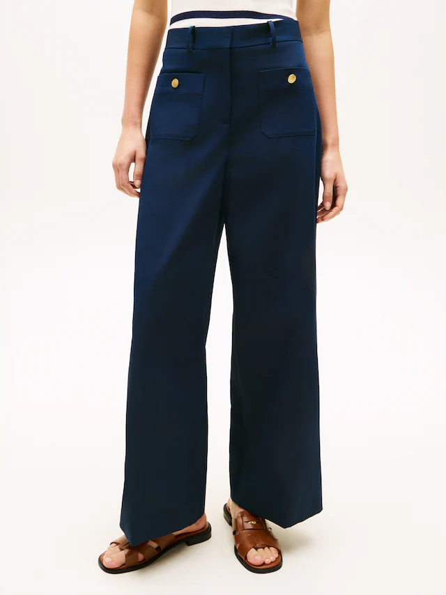 Tommy Hilfiger Chinohose »PREPPY COTTON WIDE LEG CHINO« mit Bügelfalten, Mid Rise