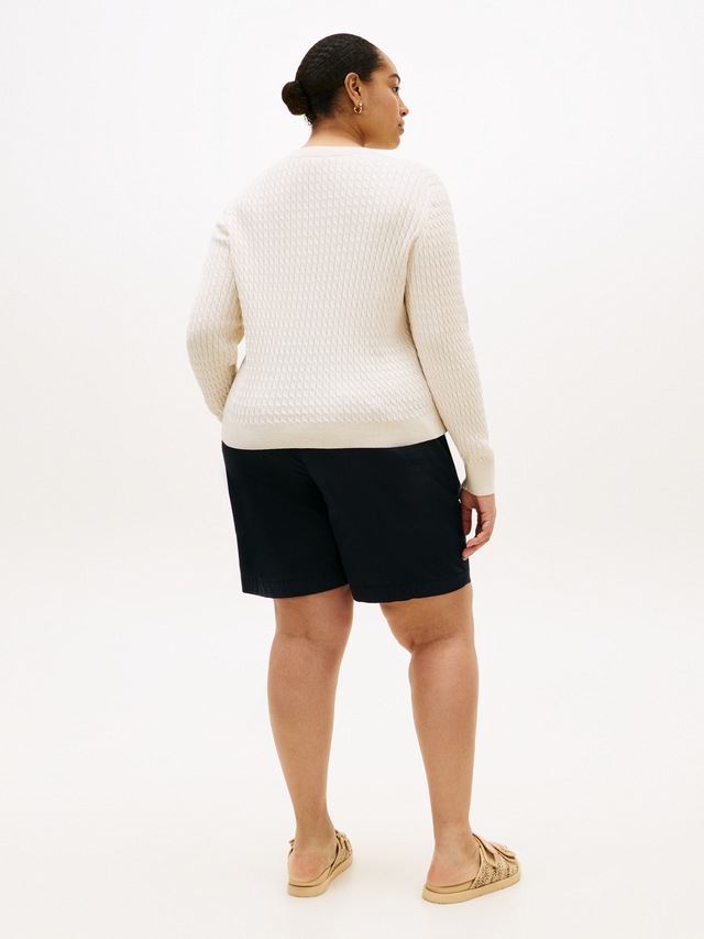 Tommy Hilfiger Curve Rundhalspullover »CRV CO CABLE FINE GG CNK SWEATER« in großen Größen, mit Zopfmuster