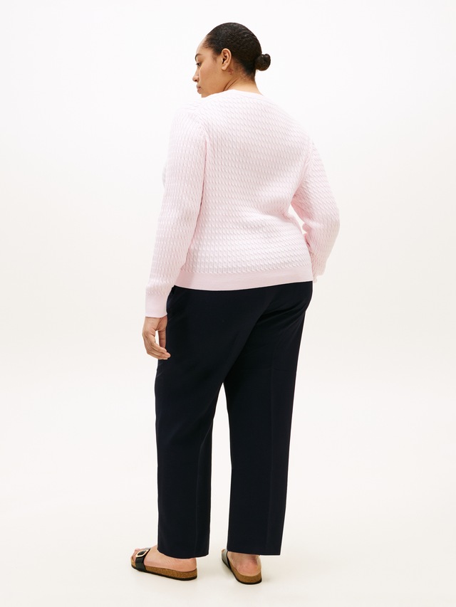 Tommy Hilfiger Curve Rundhalspullover »CRV CO CABLE FINE GG CNK SWEATER« in großen Größen, mit Zopfmuster