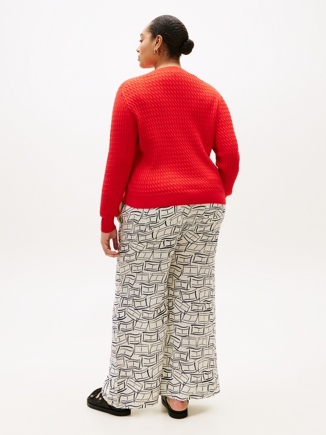 Tommy Hilfiger Curve Rundhalspullover »CRV CO CABLE FINE GG CNK SWEATER« in großen Größen, mit Zopfmuster