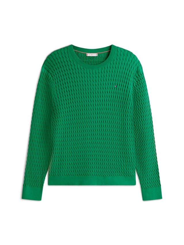 Tommy Hilfiger Curve Rundhalspullover »CRV CO CABLE FINE GG CNK SWEATER« in großen Größen, mit Zopfmuster
