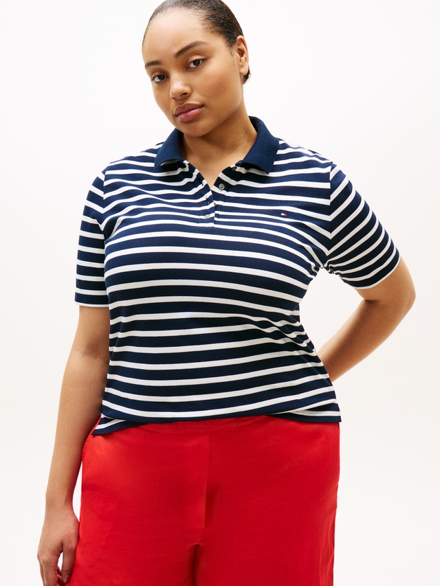 Tommy Hilfiger Curve Poloshirt »CRV 1985 REG PIQUE POLO SS« in großen Größen, Piqué-Qualität
