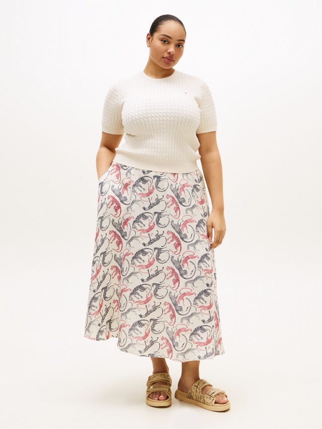 Tommy Hilfiger Curve A-Linien-Rock »CRV ESS LINEN FLARE SKIRT« in großen Größen, ausgestellte Form