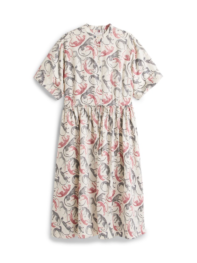 Tommy Hilfiger Curve Midikleid »CRV LINEN MIDI SHIRT DRESS SS« in großen Größen, Taille mit Bindeband