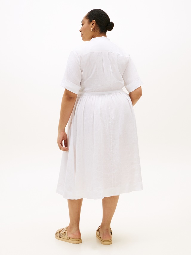 Tommy Hilfiger Curve Midikleid »CRV LINEN MIDI SHIRT DRESS SS« in großen Größen, Taille mit Bindeband