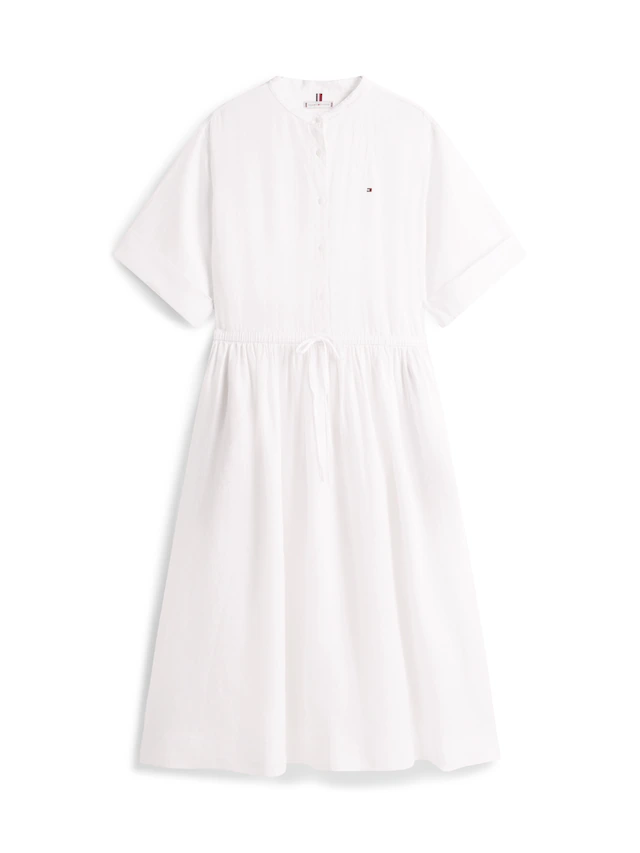 Tommy Hilfiger Curve Midikleid »CRV LINEN MIDI SHIRT DRESS SS« in großen Größen, Taille mit Bindeband