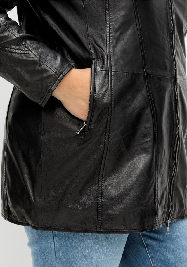 Sheego Lederjacke ohne Kapuze