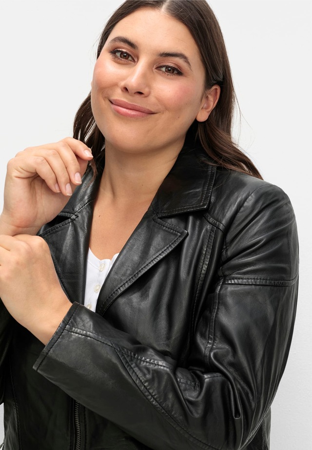 Sheego Lederjacke ohne Kapuze