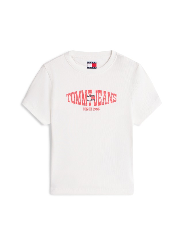 Tommy Jeans Kurzarmshirt »TJW SLIM SHORT WAVY FLAG SS TEE« mit Logoprint