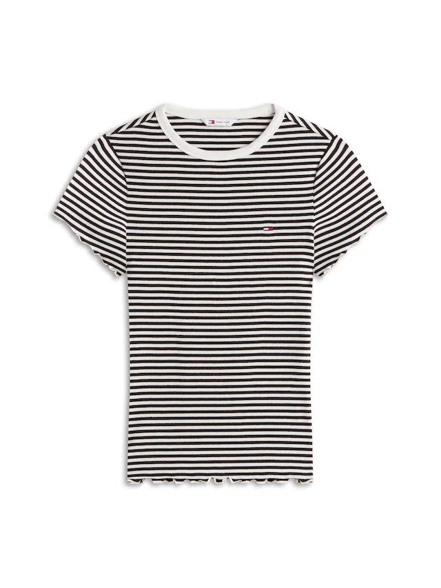 Tommy Jeans T-Shirt »TJW SLIM LETTUCE EDGE RIB SS« mit gerippter Struktur