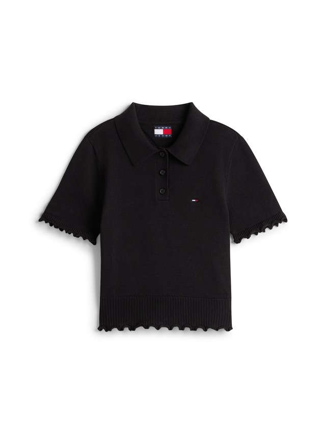 Tommy Jeans Strickpullover »TJW LETTUCE POLO SWEATER« Kurzarm mit Kräuselsaum