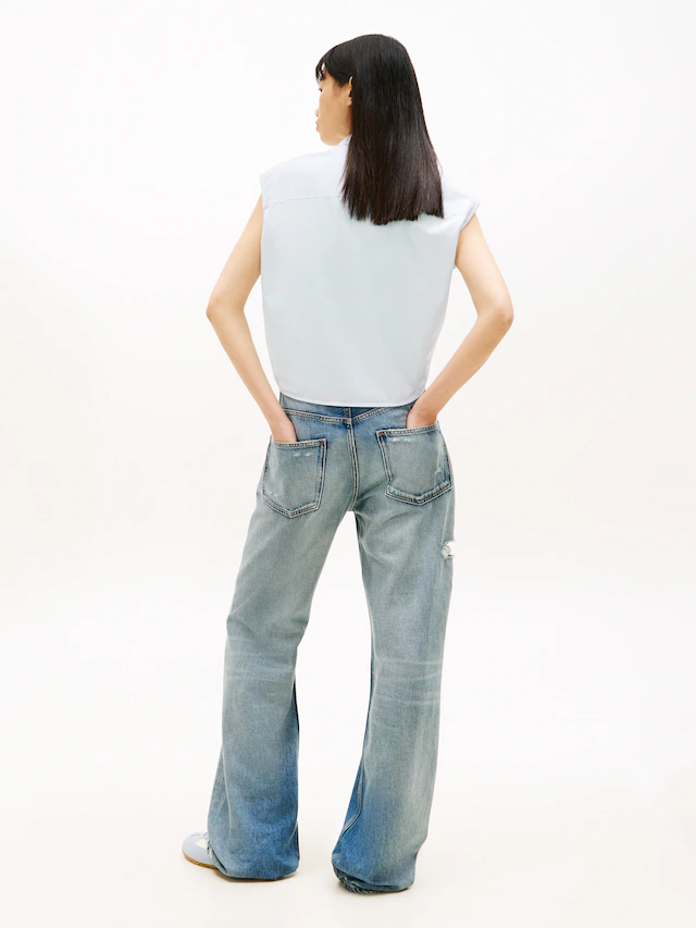Tommy Jeans Blusentop »TJW TIE FRONT POPLIN SHIRT« mit Knoten Detail am Saum, reine Baumwolle