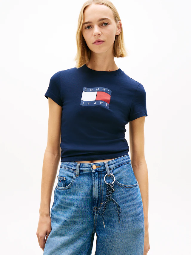 Tommy Jeans T-Shirt »TJW SLIM WAVY FLAG TEE EXT« mit Rundhalsausschnitt