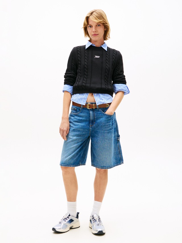 Tommy Jeans Strickpullover »TJW CABLE SCRIPT SWEATER« mit Zopfmuster