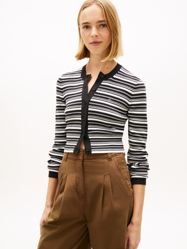 Tommy Jeans Strickjacke »TJW CREW NECK STRIPE CARDI EXT« reine Baumwolle, Streifen Look