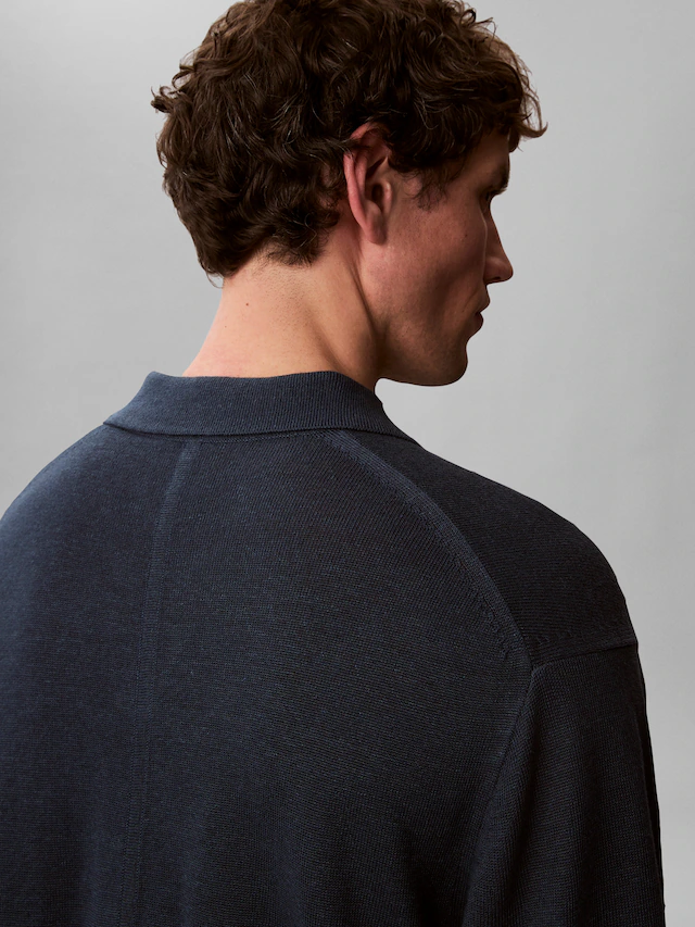 Calvin Klein Kurzarmpullover Feinstrick aus Leinenmix, Regular Fit, Polokragen