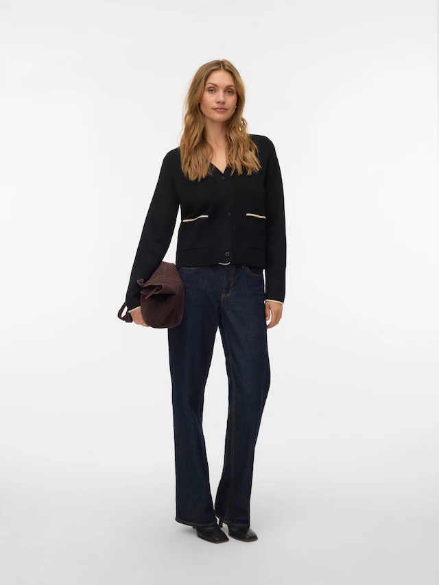 Vero Moda Strickjacke »VMGOLD LS V-NECK CONTRAST CARDIGAN«