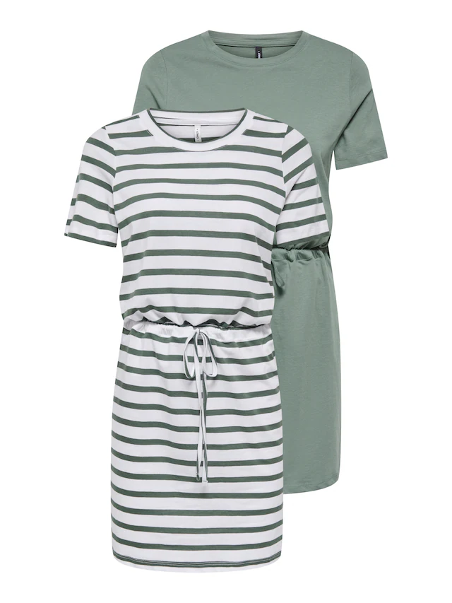 ONLY CARMAKOMA Jerseykleid »CARHAPPY LIFE S/S DRESS 2-PACK JRS ZL« Packung, 2 tlg. Sommerkleid, Baumwolle, regular fit