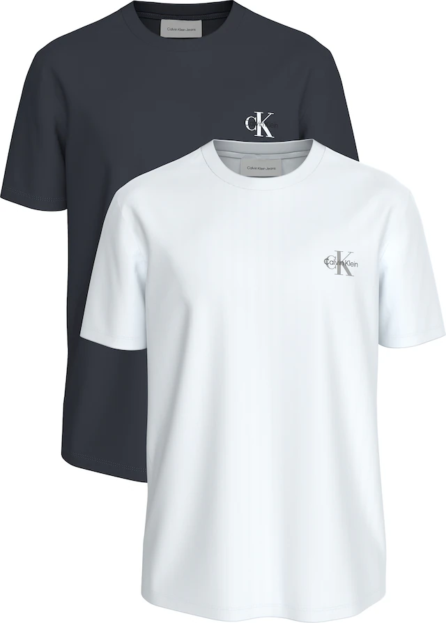 Calvin Klein Jeans T-Shirt »CLASSIC MICRO MONOLOGO 2PK« Set, 2 tlg. Regular fit mit Rundhalsausschnitt