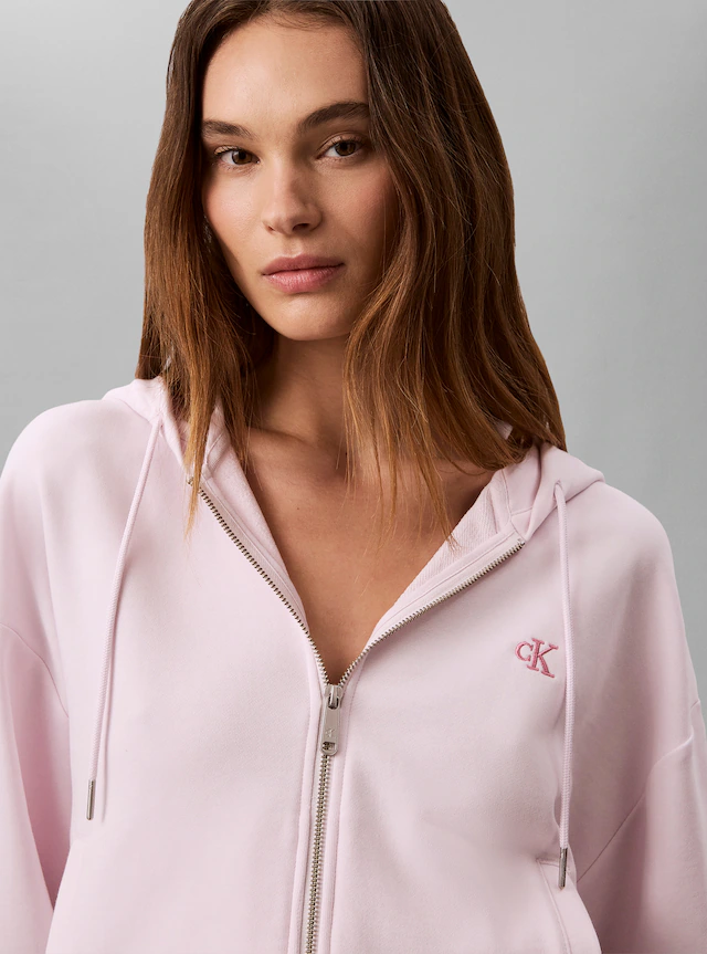 Calvin Klein Jeans Sweatjacke »LS MONOGRAM TERRY CROP RELAXED F« Regular fit mit Kapuze mit Kordelzug