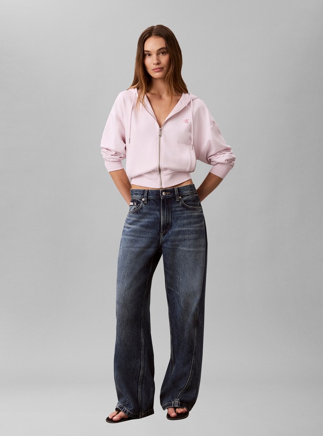 Calvin Klein Jeans Sweatjacke »LS MONOGRAM TERRY CROP RELAXED F« Regular fit mit Kapuze mit Kordelzug