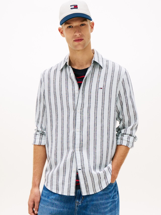 Tommy Jeans Langarmhemd »REGULAR LINEN MIX STRIPES« Regular fit mit Streifenmuster