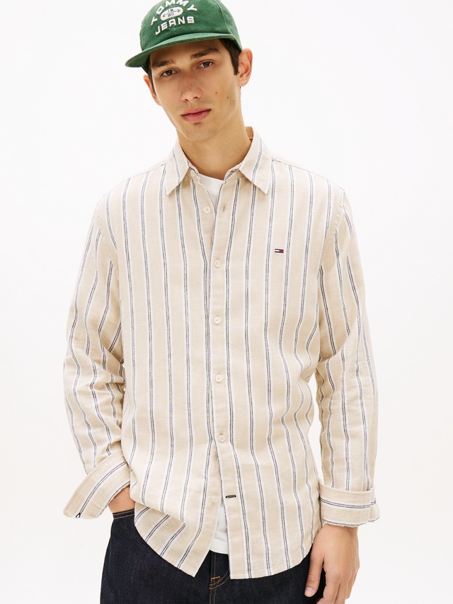 Tommy Jeans Langarmhemd »REGULAR LINEN MIX STRIPES« Regular fit mit Streifenmuster