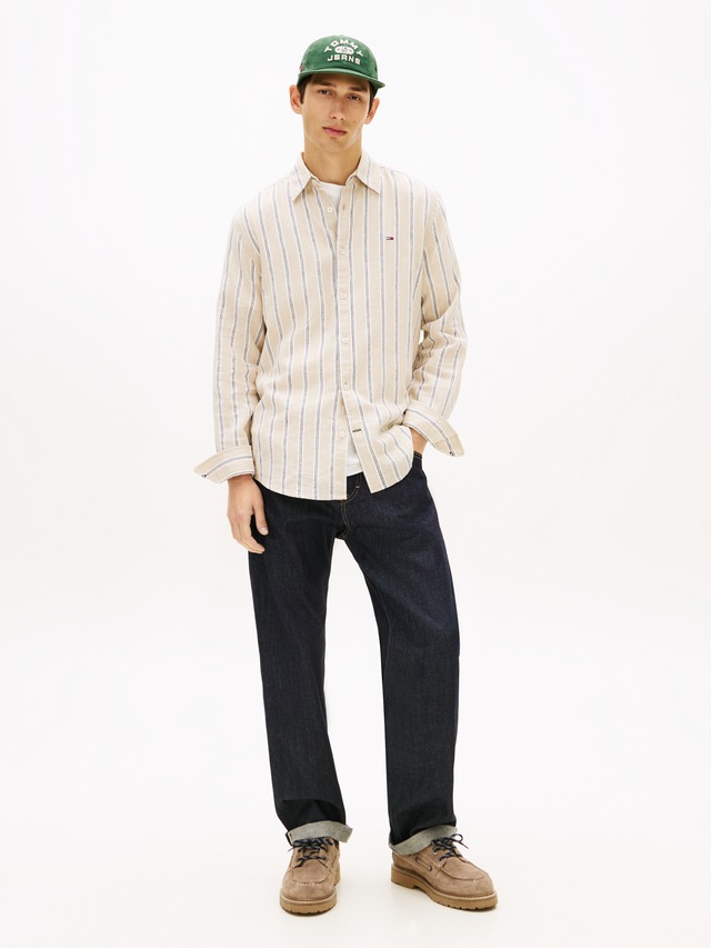Tommy Jeans Langarmhemd »REGULAR LINEN MIX STRIPES« Regular fit mit Streifenmuster