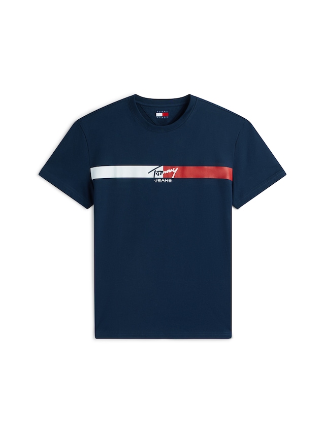 Tommy Jeans T-Shirt »TJM REGULAR FIT SIGNATURE STRIPE« mit Label-Print