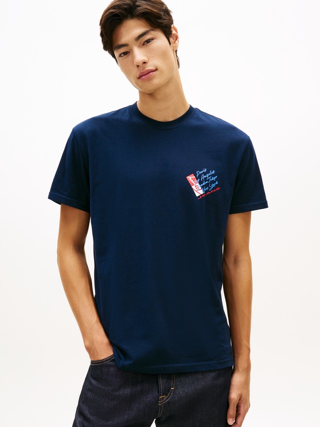 Tommy Jeans T-Shirt »TJM REGULAR FIT SIGN SHIFT« mit Label-Print, Baumwoll-Jersey