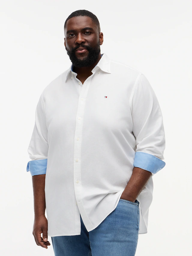Tommy Hilfiger Big & Tall Langarmhemd »BT- LINEN« Große Größen Regular Fit Button-down-Leinenmix