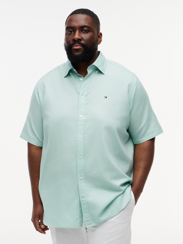 Tommy Hilfiger Big & Tall Kurzarmhemd »BT- LINEN BLND SOLID« Große Größen, Button-down-Kragen, regular fit