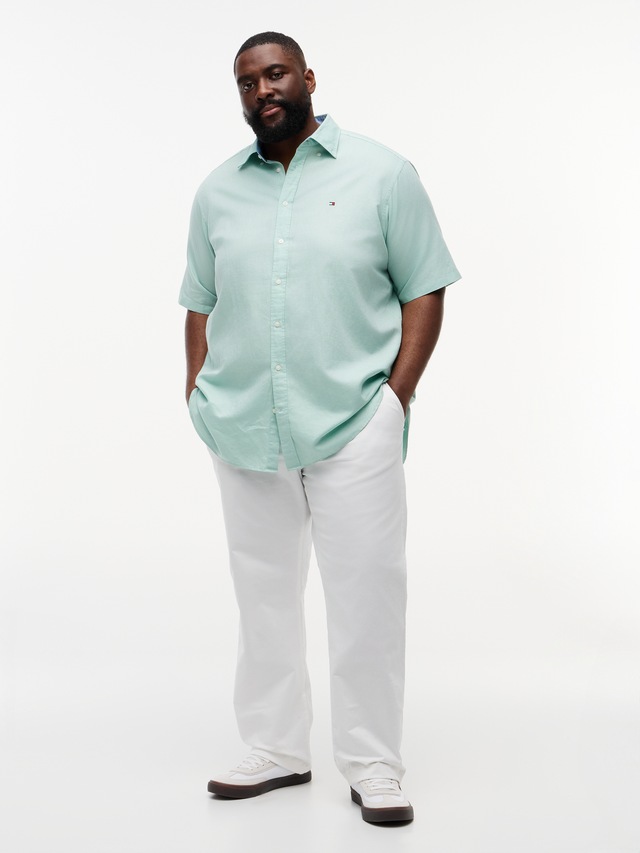 Tommy Hilfiger Big & Tall Kurzarmhemd »BT- LINEN BLND SOLID« Große Größen, Button-down-Kragen, regular fit