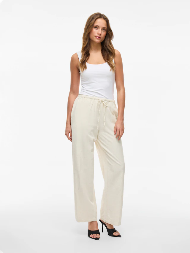 Vila Schlupfhose »VIPRISILLA RW PANTS - NOOS« Sommerhose, mit Leinen