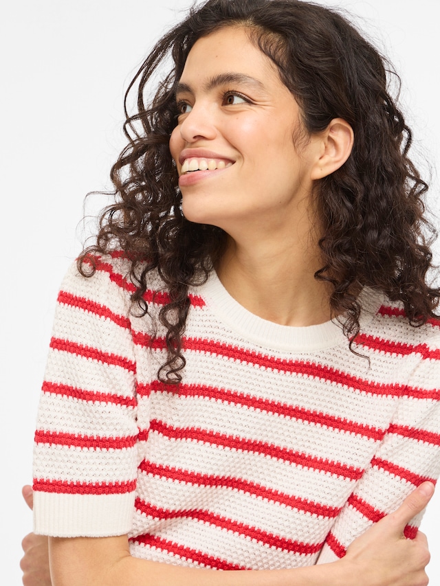 Vila Kurzarmpullover »VIDALO O-NECK S/S STRIPE KNIT-NOOS«