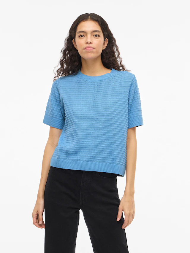 Vila Kurzarmpullover »VILOLLO O-NECK S/S DETAIL KNIT TOP- NOOS«