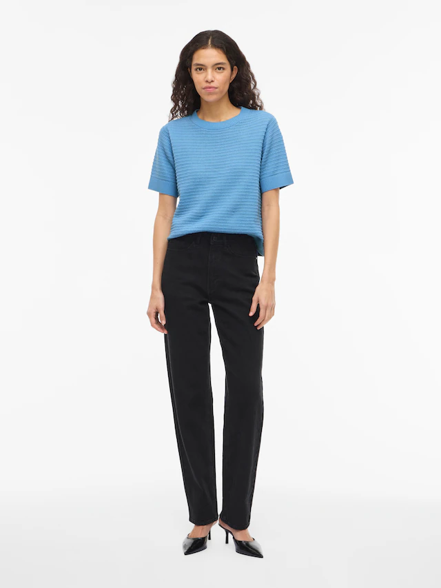 Vila Kurzarmpullover »VILOLLO O-NECK S/S DETAIL KNIT TOP- NOOS«