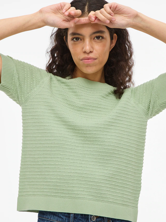Vila Kurzarmpullover »VILOLLO O-NECK S/S DETAIL KNIT TOP- NOOS«