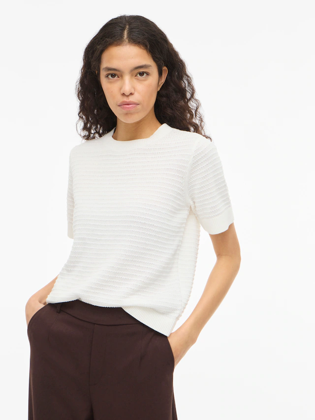 Vila Kurzarmpullover »VILOLLO O-NECK S/S DETAIL KNIT TOP- NOOS«