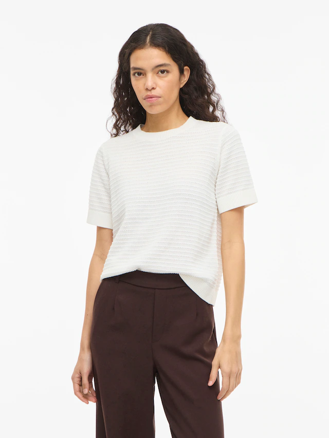 Vila Kurzarmpullover »VILOLLO O-NECK S/S DETAIL KNIT TOP- NOOS«