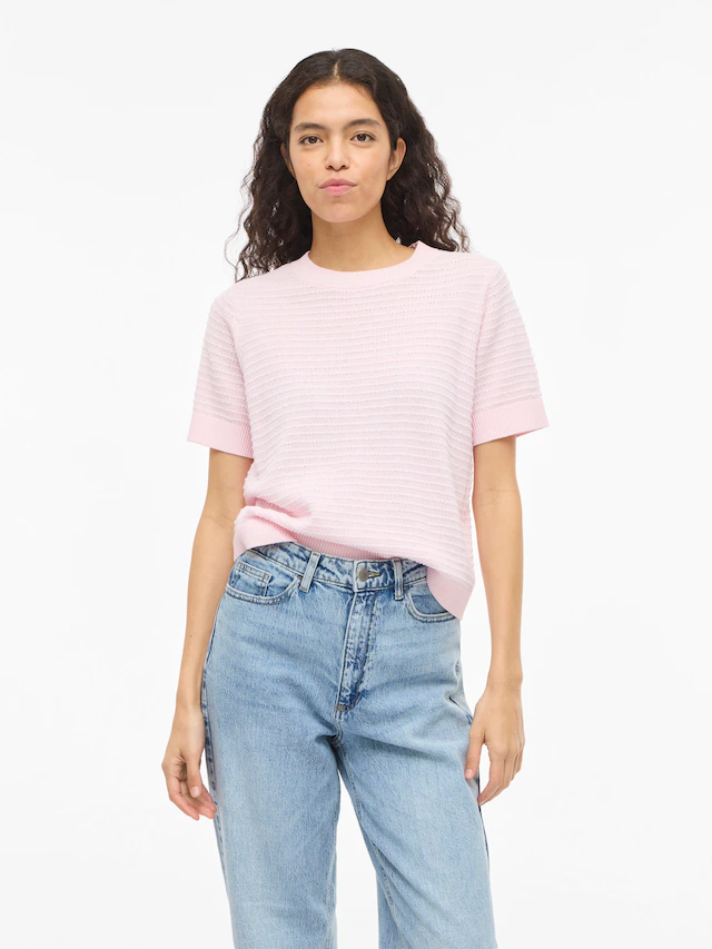 Vila Kurzarmpullover »VILOLLO O-NECK S/S DETAIL KNIT TOP- NOOS«
