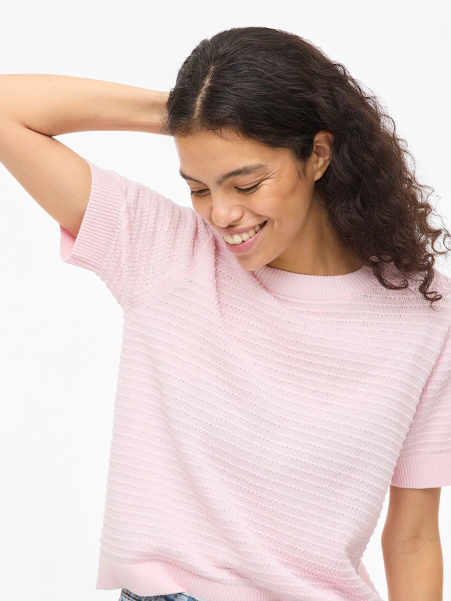 Vila Kurzarmpullover »VILOLLO O-NECK S/S DETAIL KNIT TOP- NOOS«