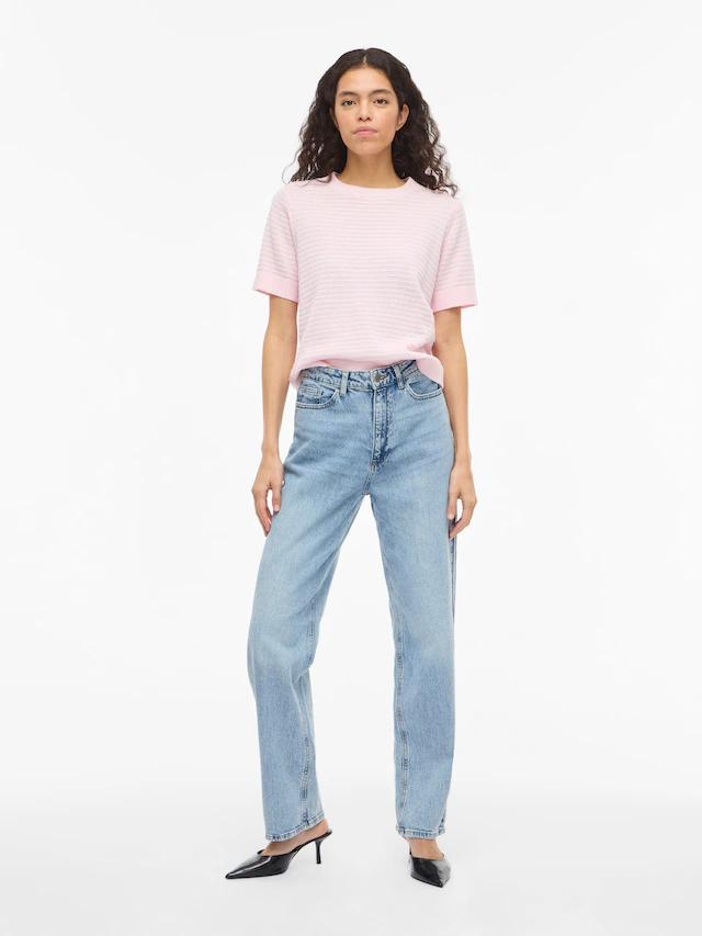 Vila Kurzarmpullover »VILOLLO O-NECK S/S DETAIL KNIT TOP- NOOS«