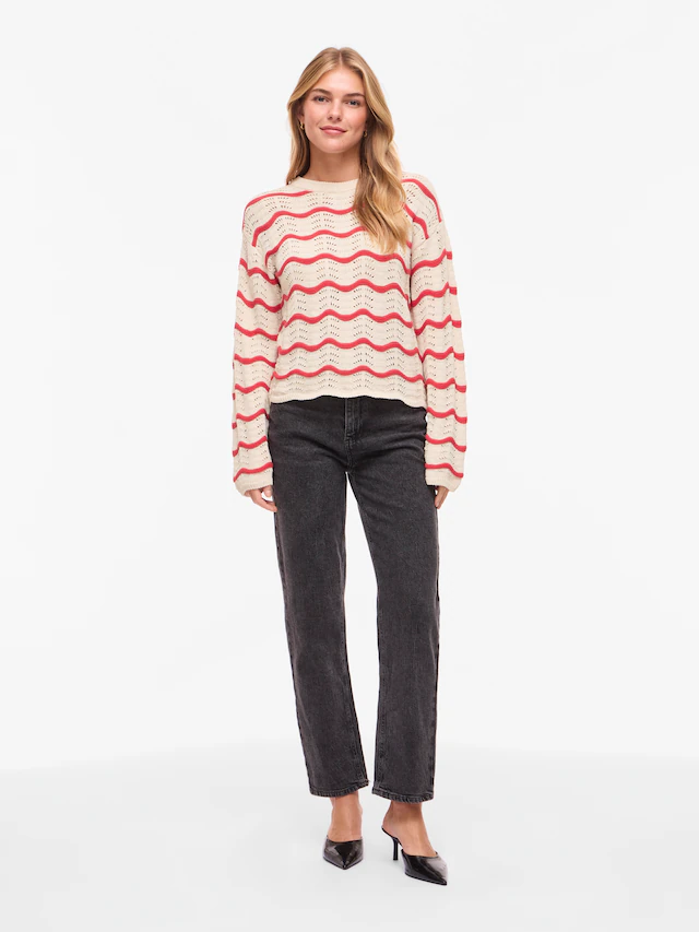 Vila Strickpullover »VIWAVE O-NECK LS POINTELLE KNIT TOP-NOOS«